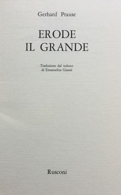 Erode il Grande - Gerhard Prause - copertina