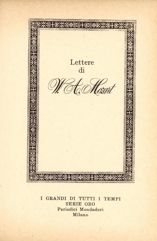 Lettere di W. A. Mozart - Wolfgang Amadeus Mozart - copertina