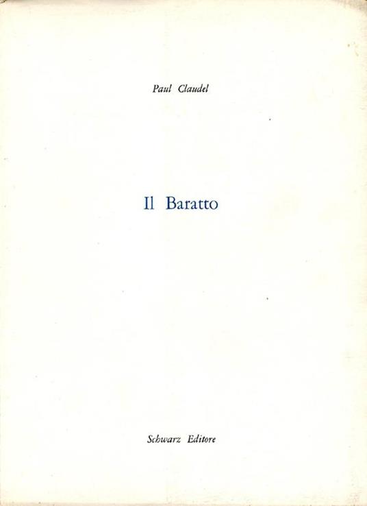Il baratto - Paul Claudel - copertina