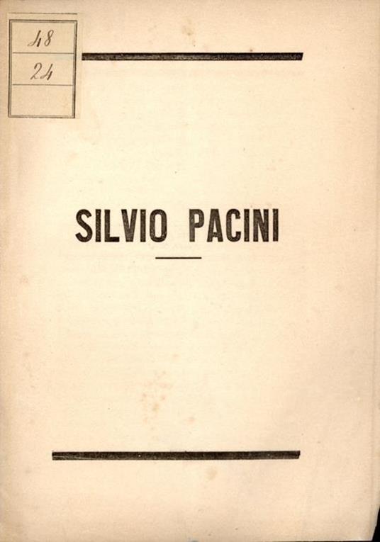 Silvio Pacini - Giuseppe Rigutini - copertina