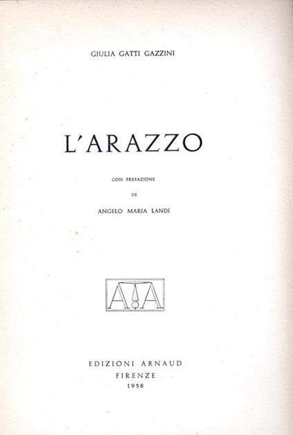 L'  arazzo. Gatti Gazzini, Giulia - copertina
