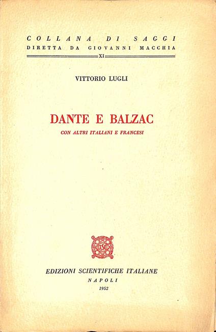 Dante e Balzac con altri italiani e francesi - Vittorio Lugli - copertina