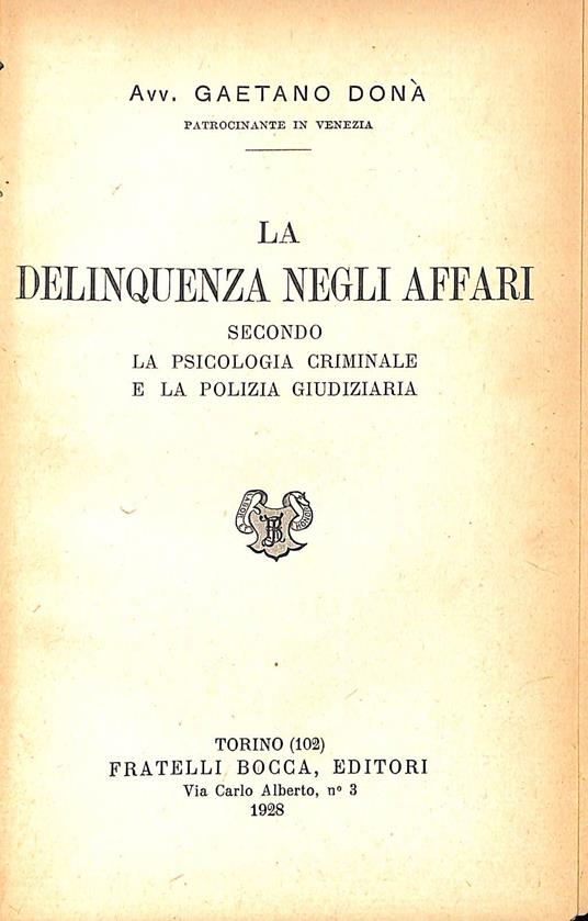La delinquenza negli affari - copertina