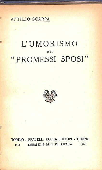 L' umorismo nei Promessi sposi - Attilio Carpani - copertina