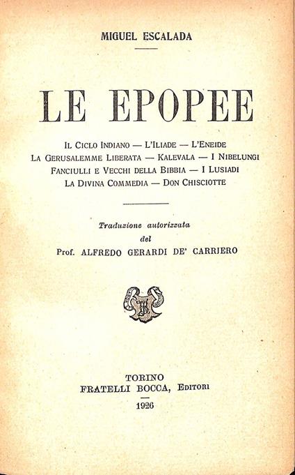 Le epopee - copertina