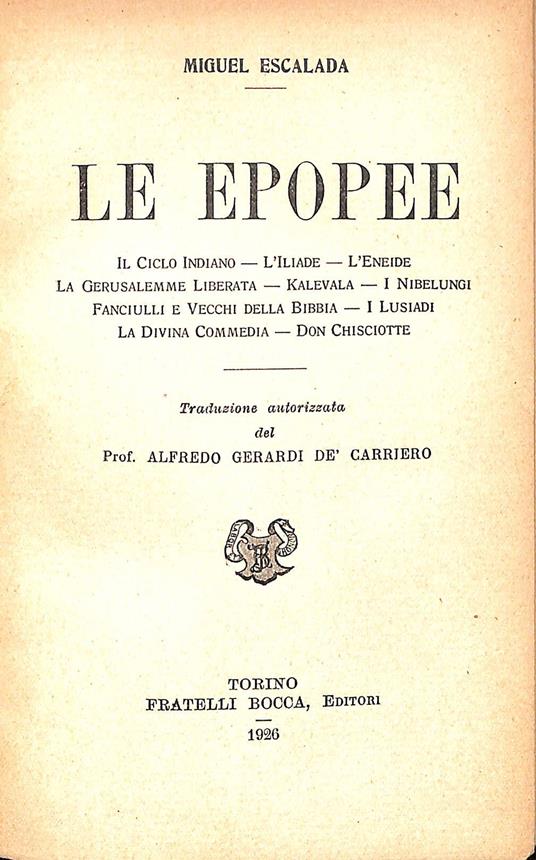 Le epopee - copertina