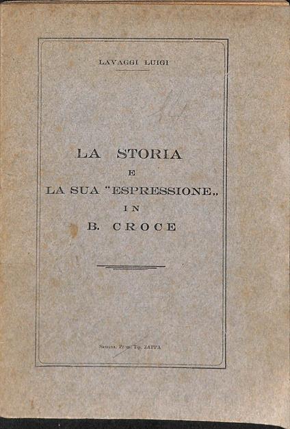 La storia e la sua espressione in B. Croce - copertina