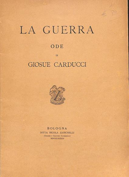 La guerra : ode - Giosuè Carducci - copertina