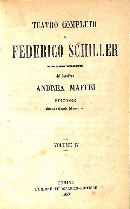 Teatro completo di Federico Schiller - Friedrich Schiller - copertina