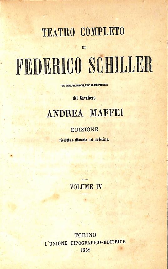 Teatro completo di Federico Schiller - Friedrich Schiller - copertina