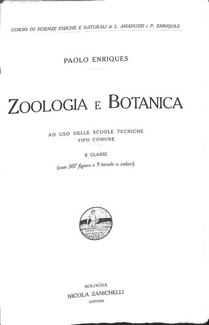 Zoologia e botanica, ad uso delle scuole tecniche, tipo comune : II classe - Paolo Enriques - copertina