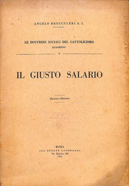 Il giusto salario - Angelo Brucculeri - copertina