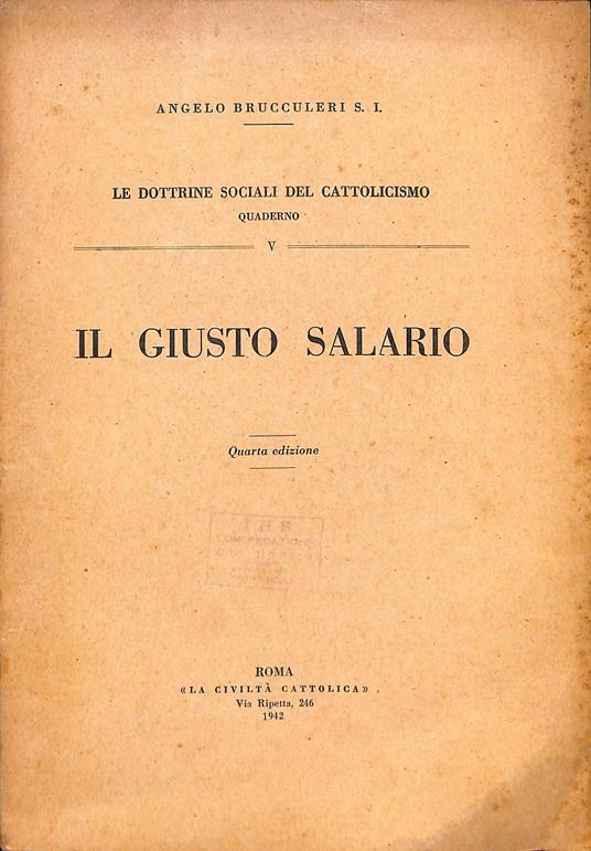 Il giusto salario - Angelo Brucculeri - copertina