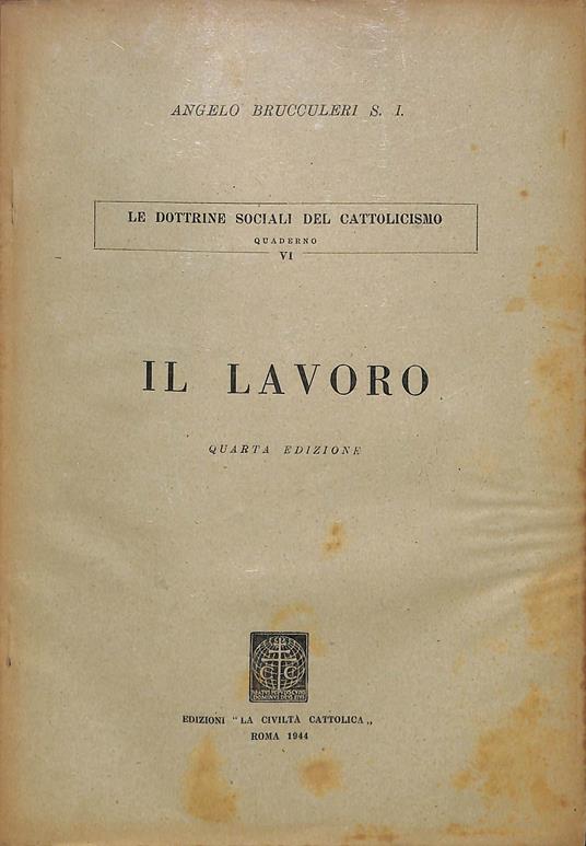Il lavoro - Angelo Brucculeri - copertina