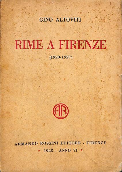 Rime a Firenze : (1920-1927) - copertina