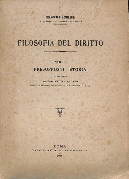 Filosofia del diritto vol. 1 - Francesco Aquilanti - copertina