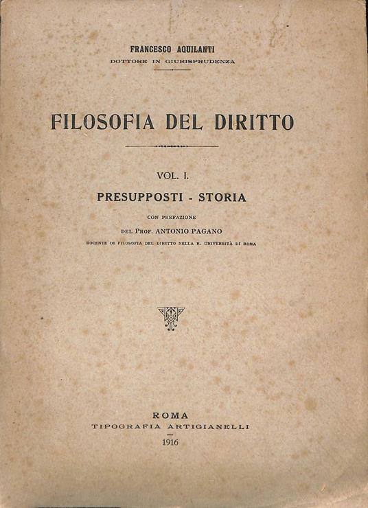 Filosofia del diritto vol. 1 - Francesco Aquilanti - copertina