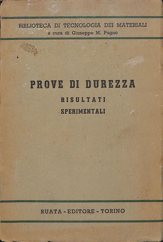Prove di durezza : Risultati sperimentali - copertina