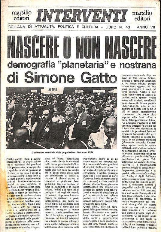 Nascere o non nascere : demografia planetaria e nostrana - copertina