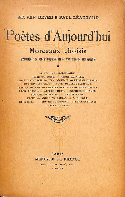Poetes d'Aujourd'hui vol. 1 - Adolphe : van Bever - copertina