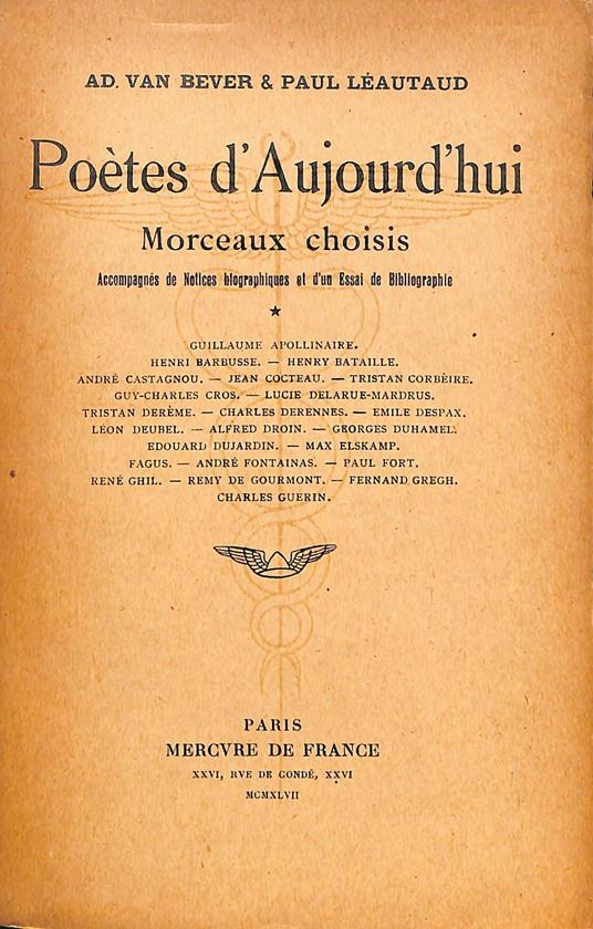 Poetes d'Aujourd'hui vol. 1 - Adolphe : van Bever - copertina