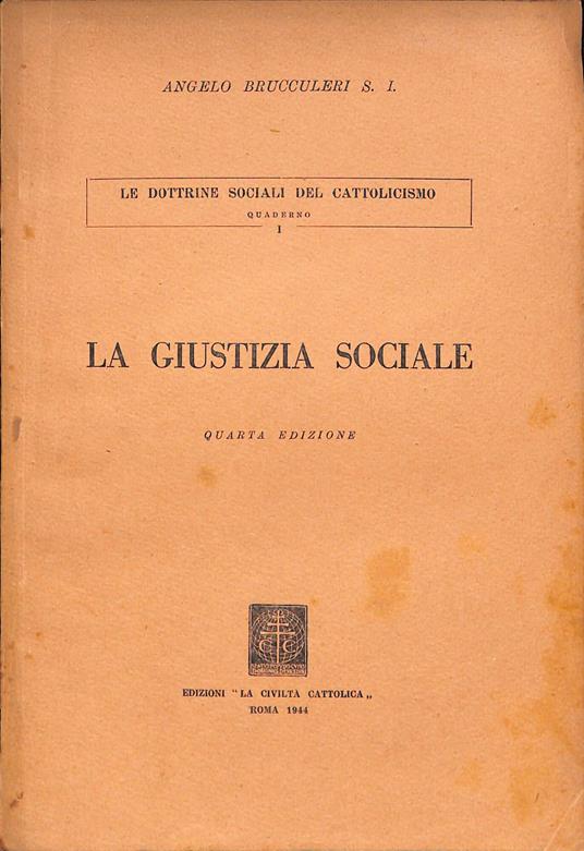 La giustizia sociale - Angelo Brucculeri - copertina
