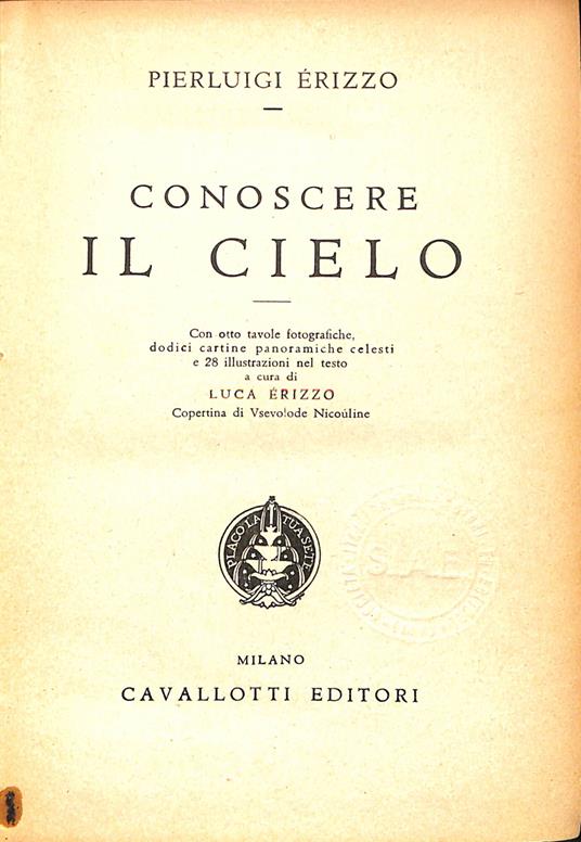 Conoscere il cielo - Pierluigi Erizzo - copertina