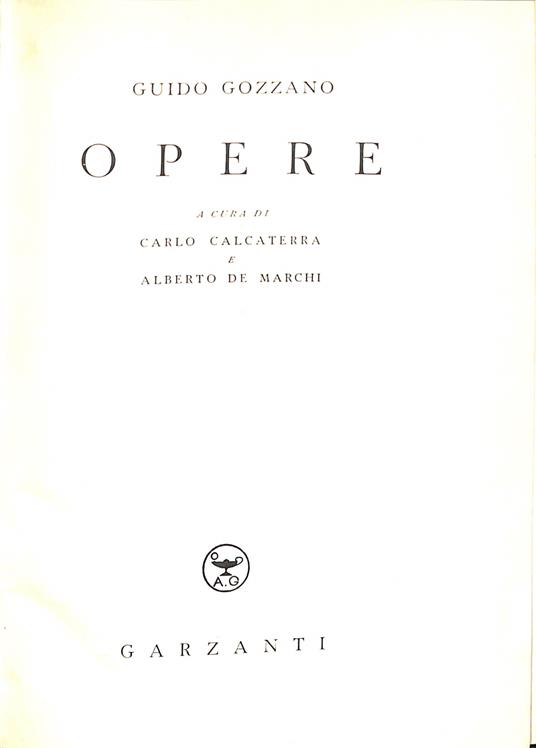 Opere - Guido Gozzano - copertina