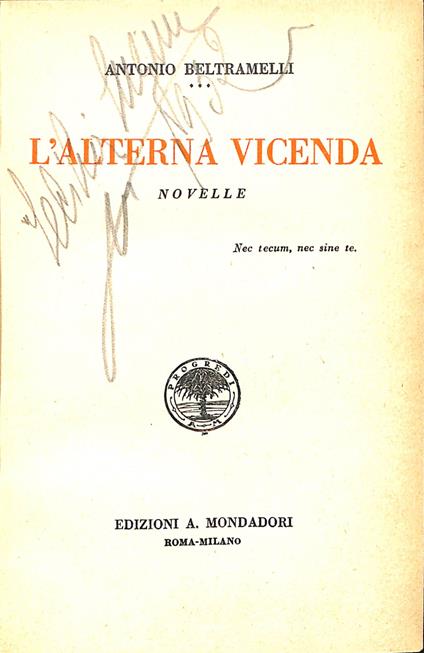 L' alterna vicenda : novelle - Antonio Beltramelli - copertina