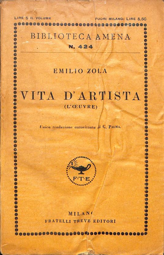 Vita d'artista - Émile Zola - copertina