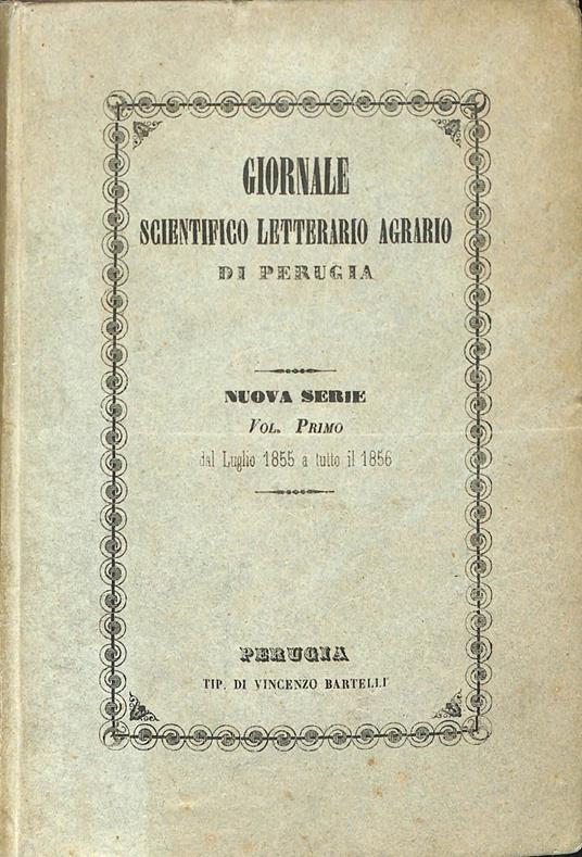 Giornale scientifico-letterario-agrario di Perugia 1855 - copertina