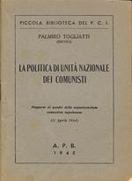 La politica di unità nazionale dei comunisti