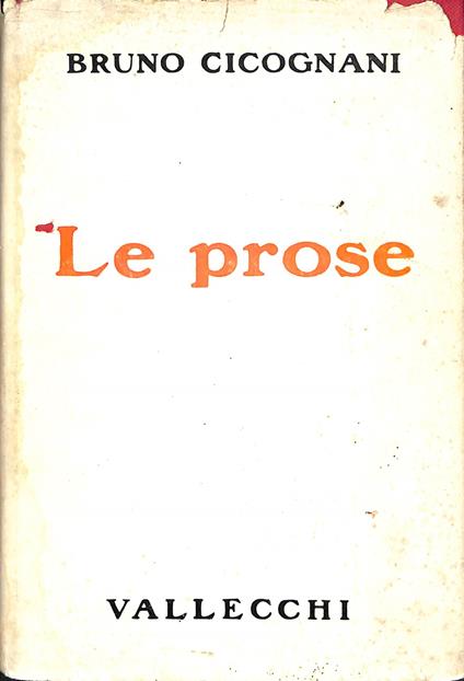 Le prose - Bruno Cicognani - copertina