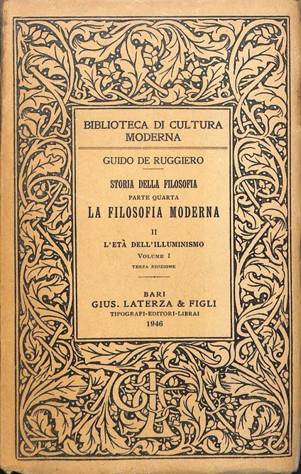 La filosofia moderna : l'età dell'illuminismo 2 volumi - Guido De Ruggiero - copertina