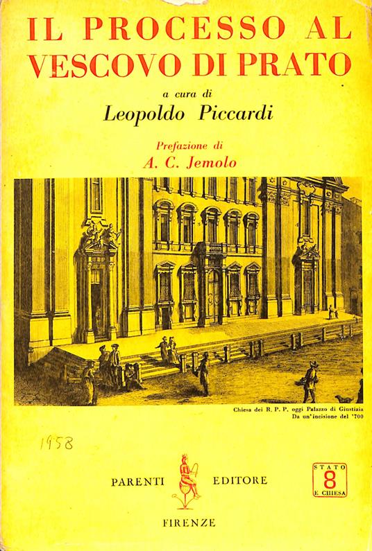 Processo al vescovo di Prato - Leopoldo Piccardi - copertina