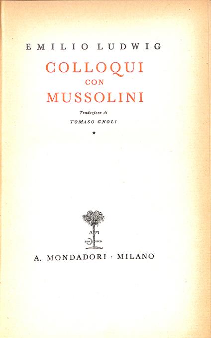 Colloqui con Mussolini - Emil Ludwig - copertina