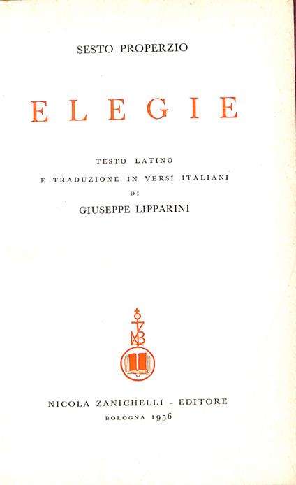Elegie - Sesto Properzio - copertina