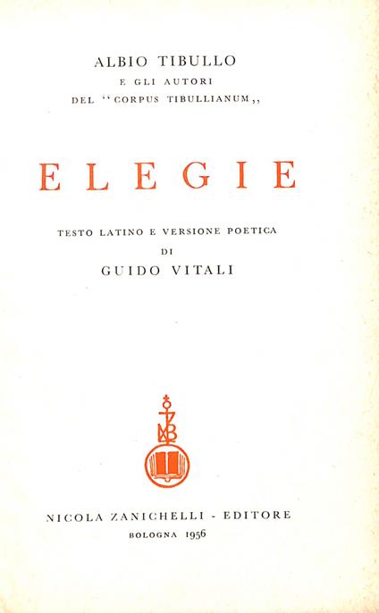 Elegie - Albio Tibullo - copertina