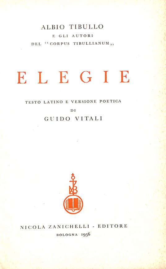 Elegie - Albio Tibullo - copertina