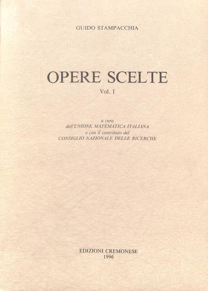 Opere scelte, vol. I - copertina