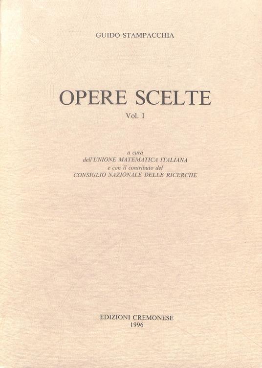 Opere scelte, vol. I - copertina
