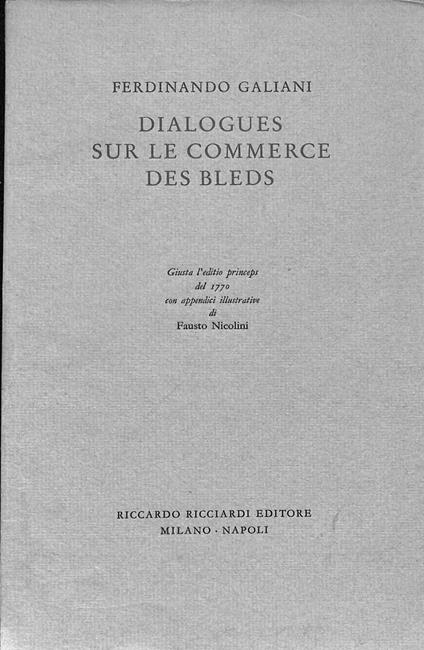 Dialogues sur le commerce des bleds - copertina
