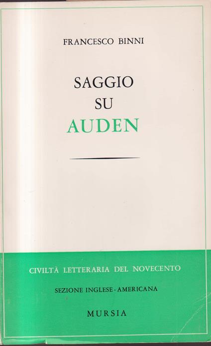 Saggio su Auden - Francesco Binni - copertina