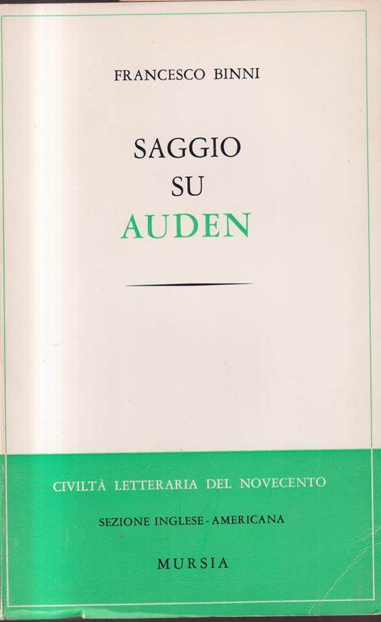 Saggio su Auden - Francesco Binni - copertina