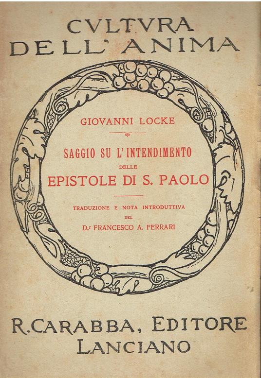 Saggio su l'intendimento delle epistole di S. Paolo - copertina
