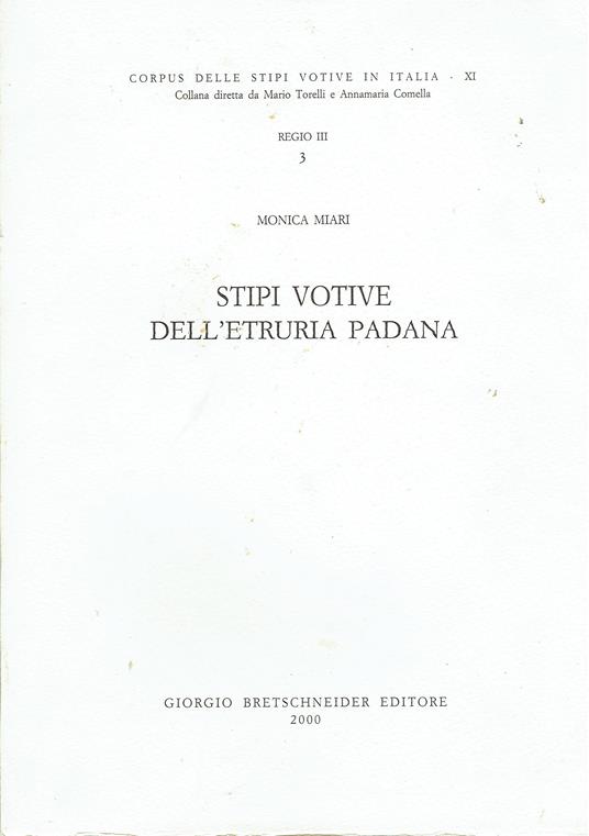 Stipi votive dell'etruria padana - copertina