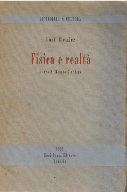 Fisica e realtà, a cura di Renato Giordano - copertina