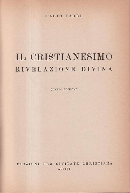 Il Cristianesimo rivelazione divina - copertina