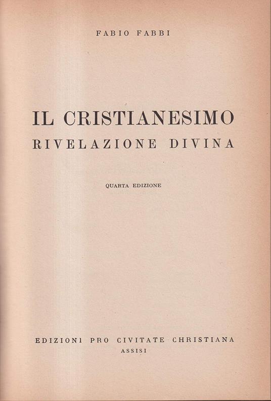Il Cristianesimo rivelazione divina - copertina