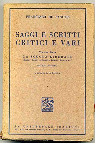 Saggi E Scritti Critici E Vari Vol. 6 Di Francesco De Sanctis Ed. 1938 Barion - copertina
